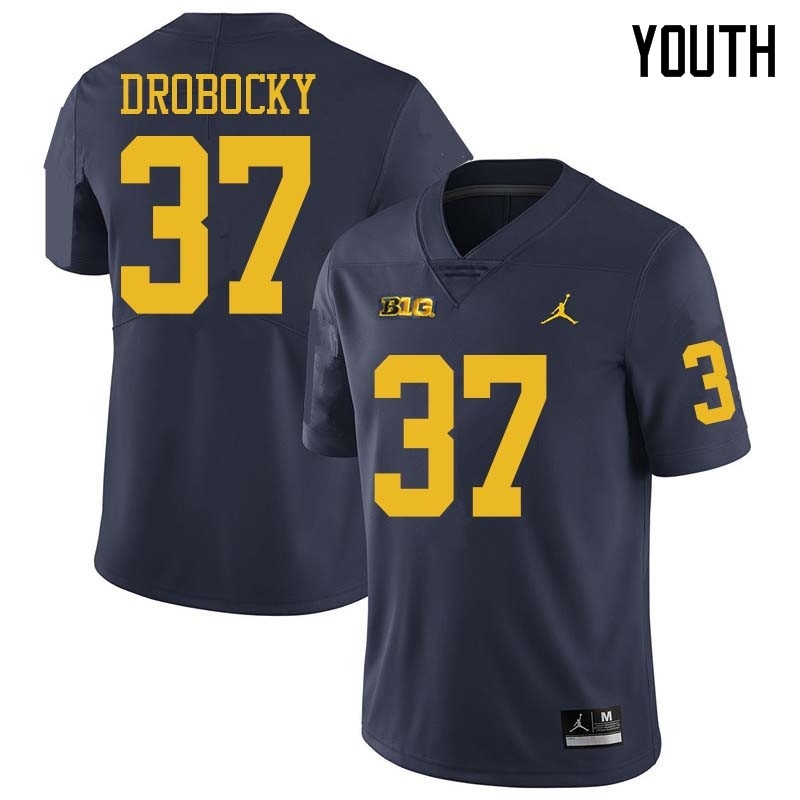 Jordan Brand Youth #37 Dane Drobocky Michigan Wolverines College Football Jerseys Sale-Navy